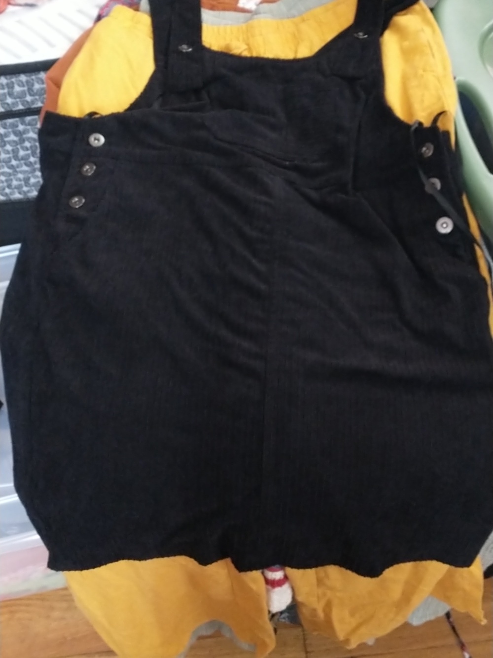 Black Corduroy Overall Dress